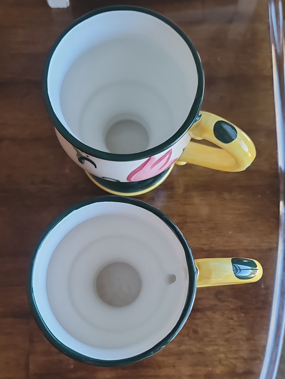 Floral Ceramic Pedestal Mugs - Yellow & Green (Set of 2) Vintage 1997 Ltd CBK - Picture 2 of 6